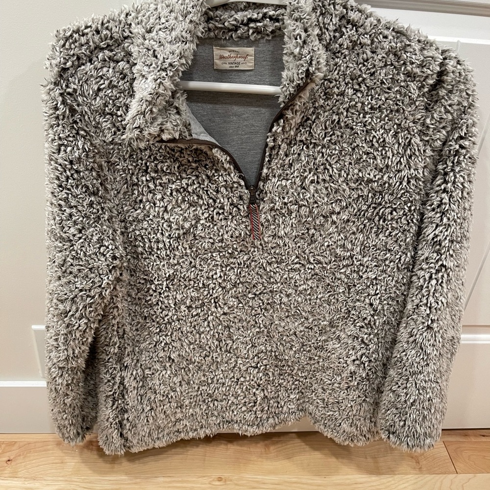 Original Weatherproof Vintage Cozy Gray Quarter-Zip Sweater